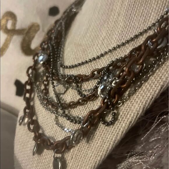 Lia Sofia wayfarer multi chain convertible necklace crystal silver bling - Picture 2 of 7